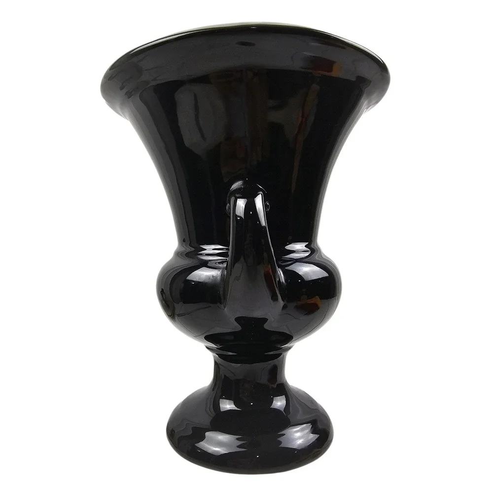Haeger Potteries Black Gloss Ceramic Urn Vase Double Handle 744-05 Vintage 1999